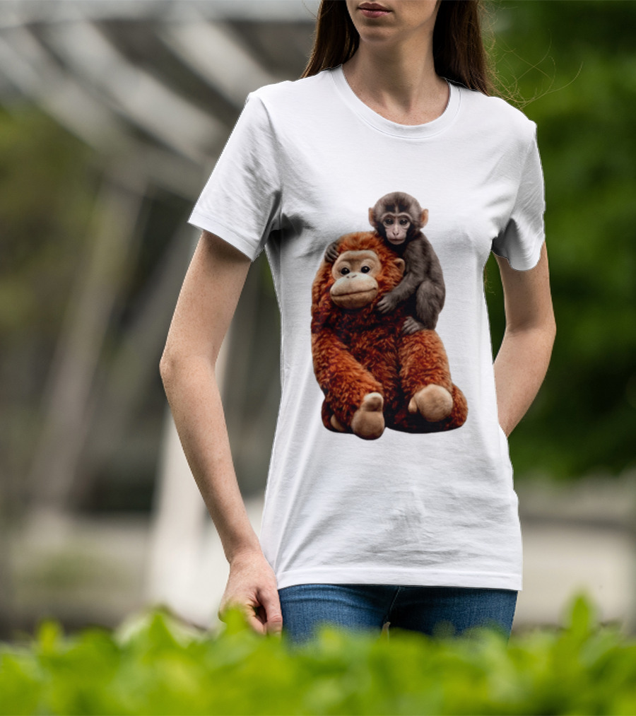 Monkey Punch Plush Toy And Baby Monkey Cuddling Image T-Shirt