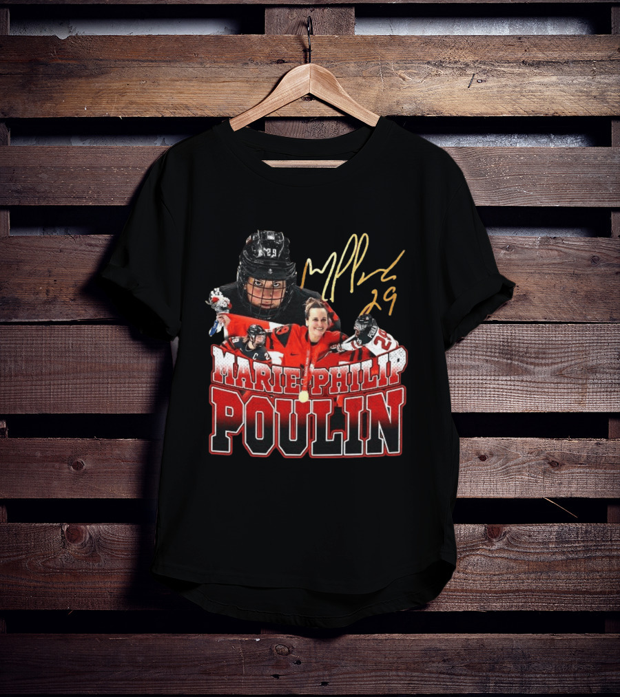 Marie Philip Poulin 29 Women's Ice Hockey Gold Medalist Signature T-Shirt
