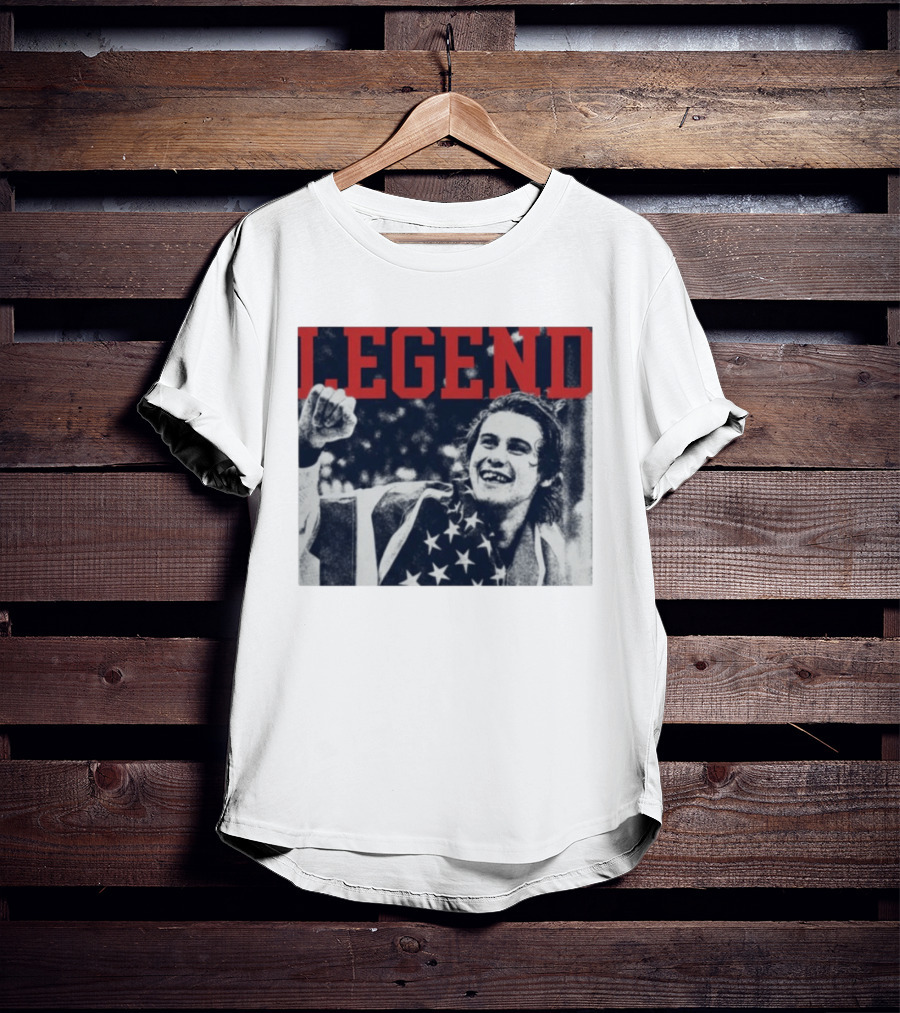 The Ice Sacrifice Jack Hughes Legend Fist Raised American Flag T-Shirt