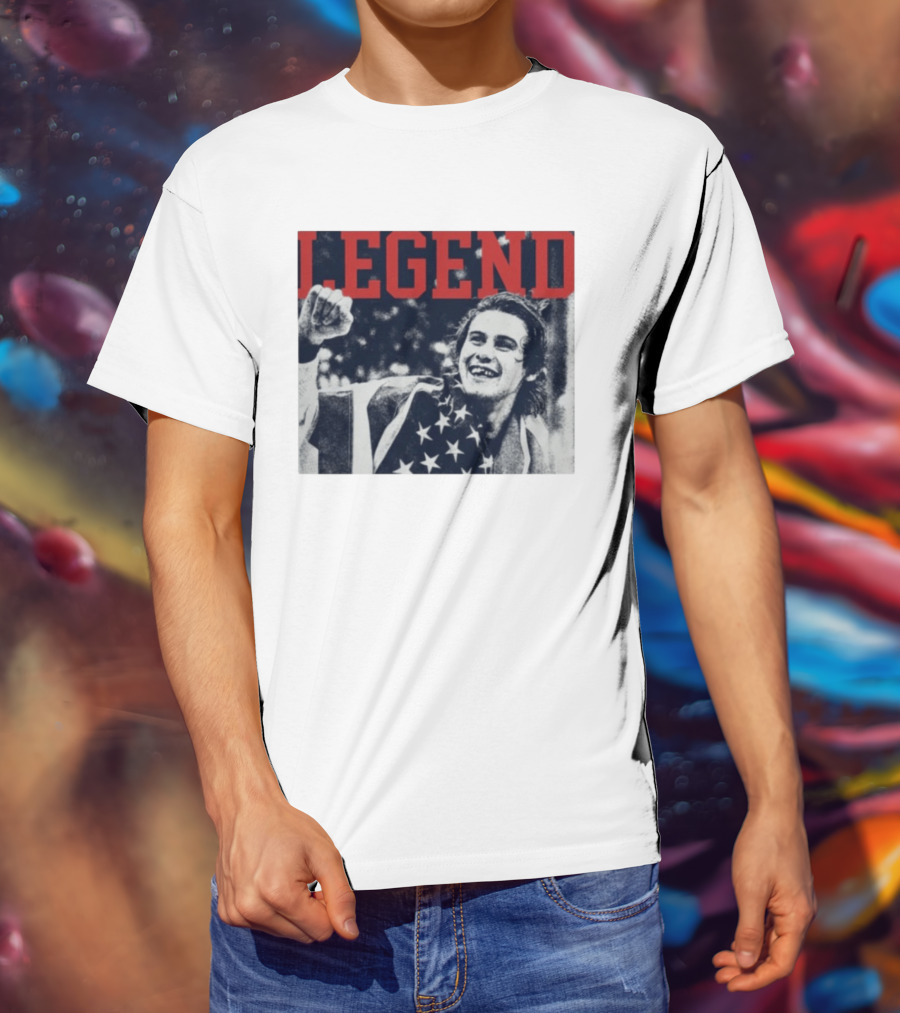 The Ice Sacrifice Jack Hughes Legend Fist Raised American Flag T-Shirt
