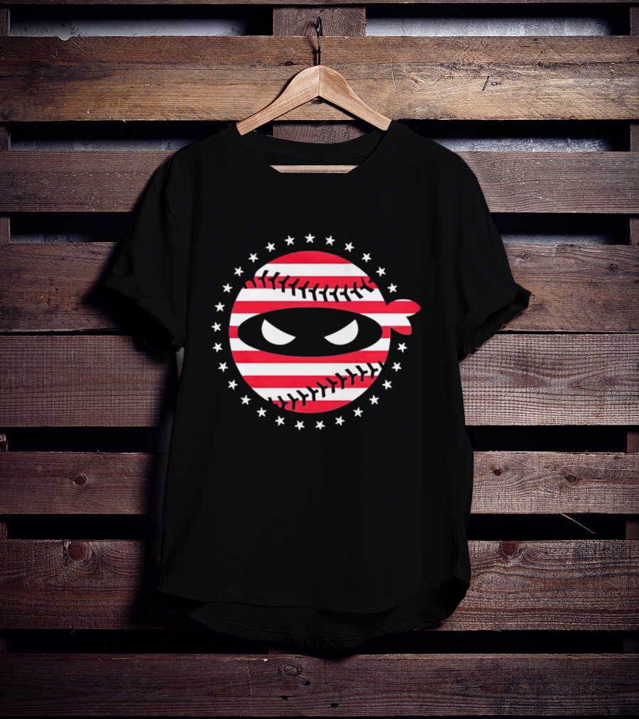 Pitching Ninja USA Flag Baseball Style Stars And Stripes T-Shirt