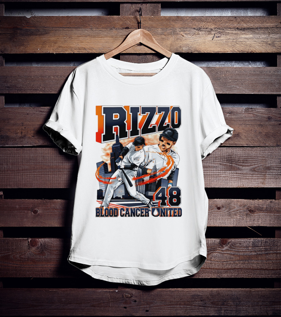 Rizzo 48 Blood Cancer United Hand Drawn Baseball T-Shirt