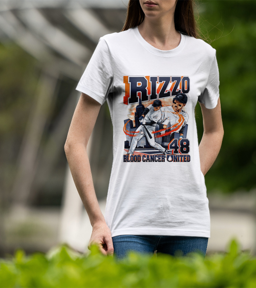 Rizzo 48 Blood Cancer United Hand Drawn Baseball T-Shirt