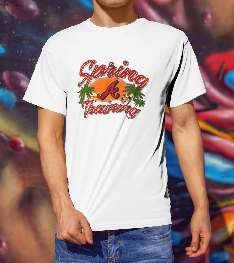 Atlanta Braves Spring Training Sunset Logo Palm Trees T-Shirt