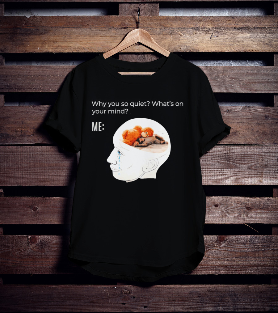 Punch Monkey Why You So Quiet What's On Your Mind Quirky Plush Toy Headspace T-Shirt