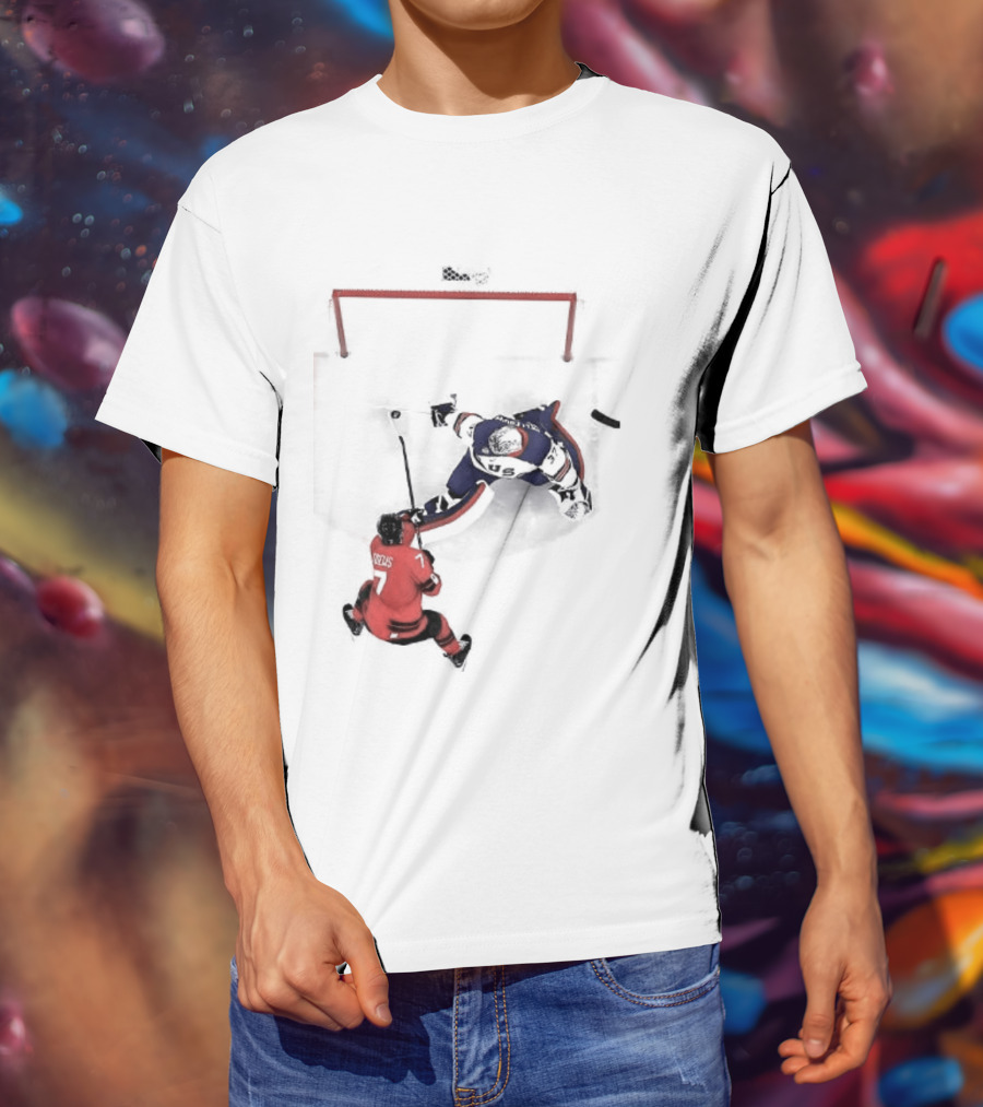 Connor Hellebuyck Team USA Ice Hockey Goalie Save Moment T-Shirt