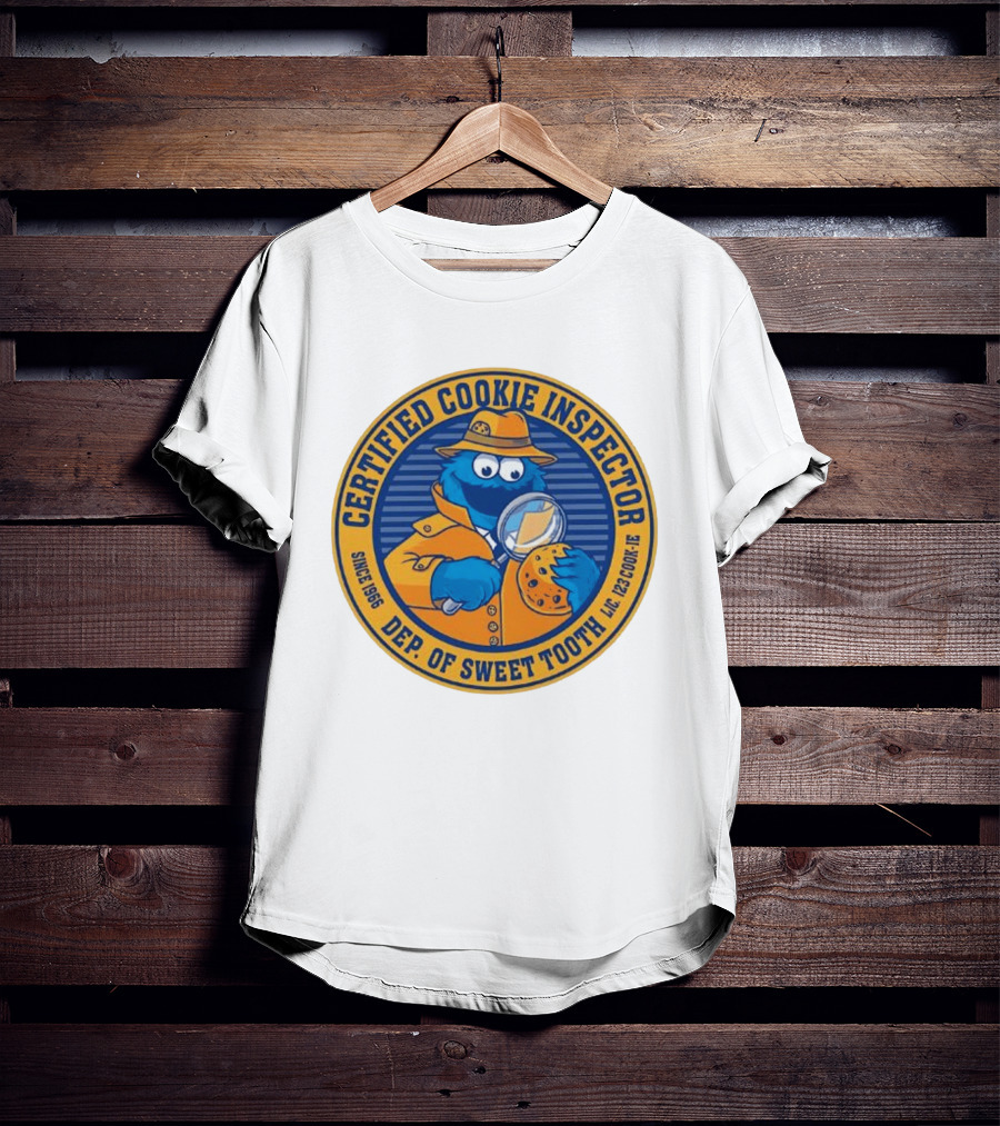 Certified Cookie Inspector Cookie Monster Since 1996 Dept Of Sweet Tooth T-Shirt
