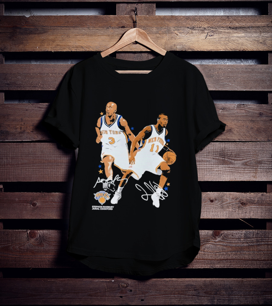 Stephon Marbury Jamal Crawford New York Knicks 3 11 Signatures T-Shirt