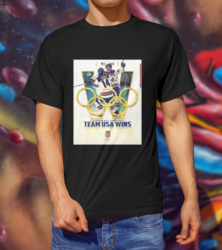 O.S. Olympic Men's Ice Hockey Team USA Wins Gold Against Canada 2 1 T-Shirt