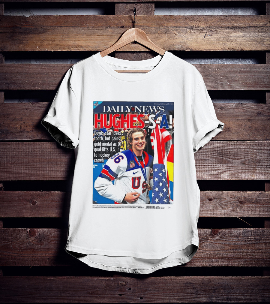 Daily News Jack Hughes S A Gold Medal US Hockey Devil Star T-Shirt