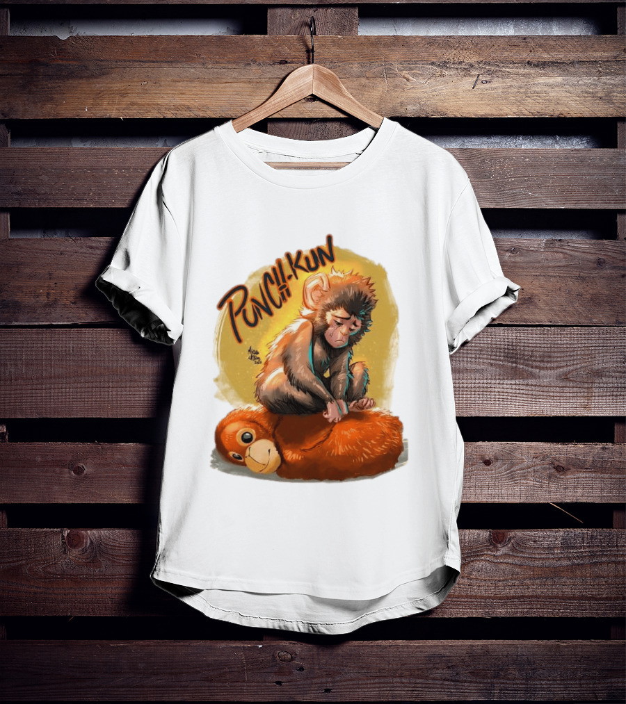 Punch Kun Sad Monkey Hugging Orange Figure T-Shirt