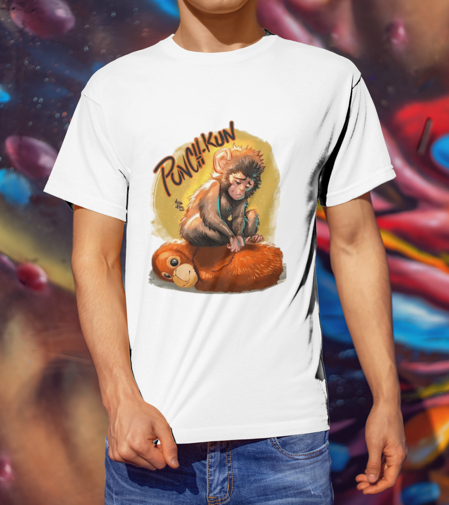 Punch Kun Sad Monkey Hugging Orange Figure T-Shirt