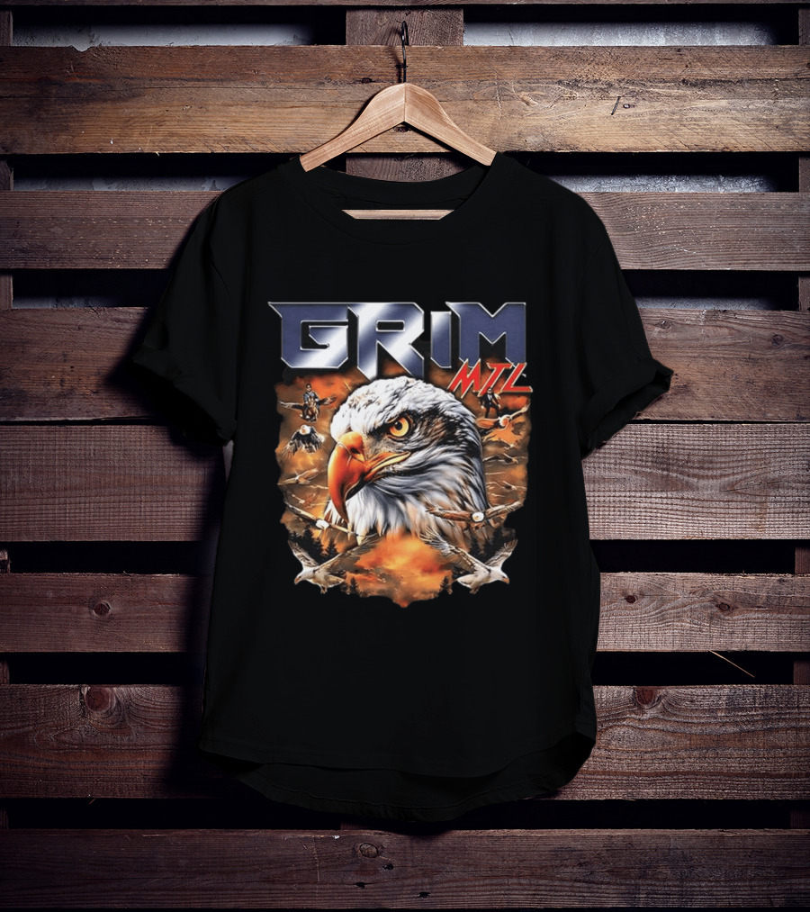 Grim MTL Bald Eagle Fierce Wildlife Scene T-Shirt