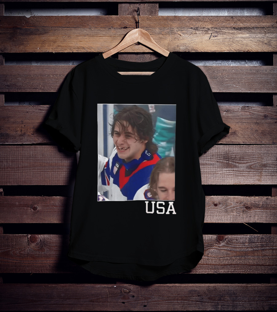 Jack Hughes 2026 Winter Olympic Team USA Smile Hockey T-Shirt