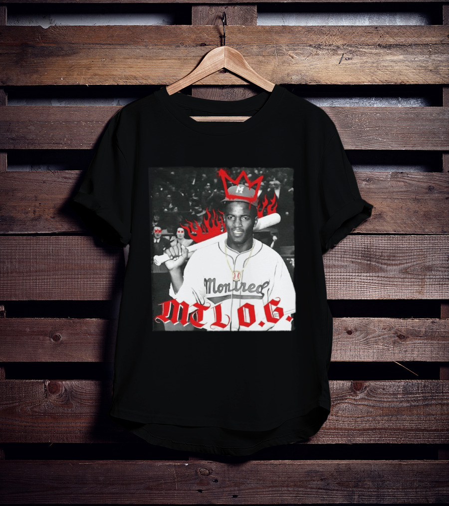 Jackie Robinson Montreal MTL O.G. Baseball Legend Icon Red Crown Flames T-Shirt