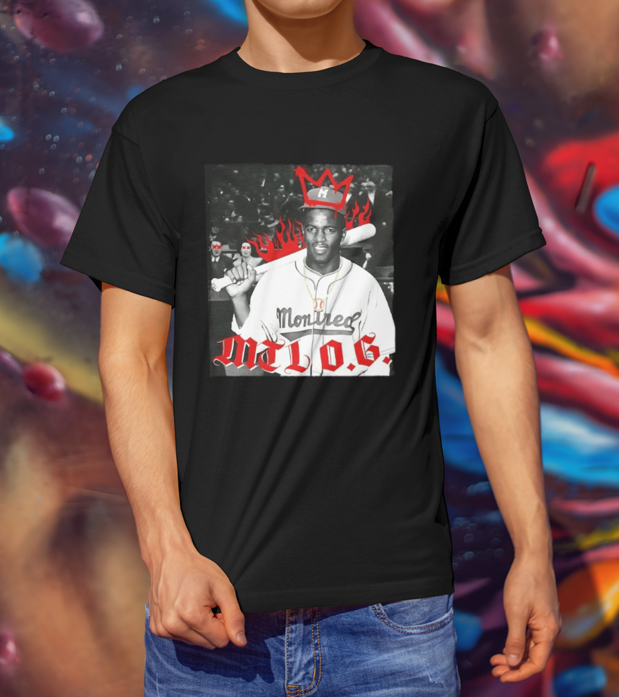 Jackie Robinson Montreal MTL O.G. Baseball Legend Icon Red Crown Flames T-Shirt