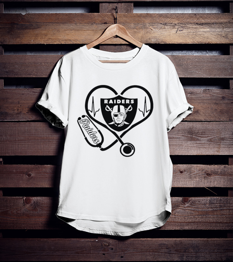 Las Vegas Raiders Nurse Heartbeat Stethoscope T-Shirt