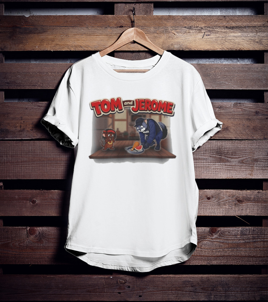 Tom And Jerome Police Cat Serving Chicken And Watermelon T-Shirt