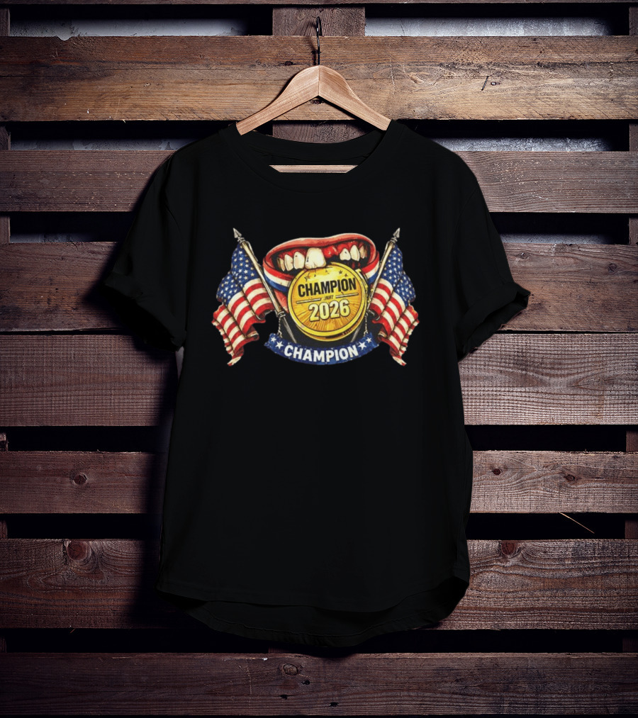 Jack Hughes Toothless Champion 2026 Gold Medal Team USA Hockey T-Shirt
