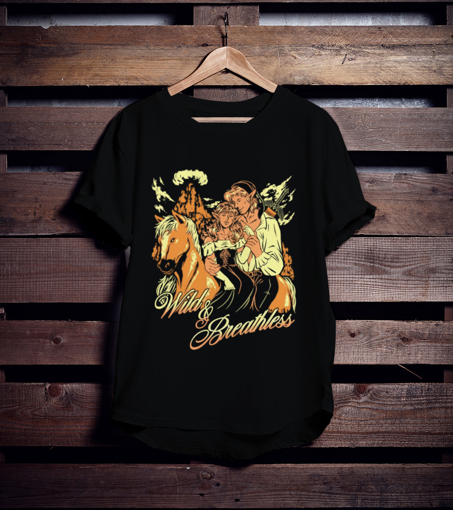 Wild And Breathless Adventure Retro Style Horseback Scene T-Shirt