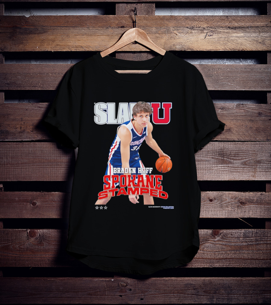 Braden Huff Gonzaga Bulldogs SlamU Spokane Stamped Basketball T-Shirt