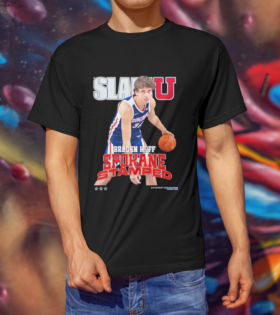Braden Huff Gonzaga Bulldogs SlamU Spokane Stamped Basketball T-Shirt