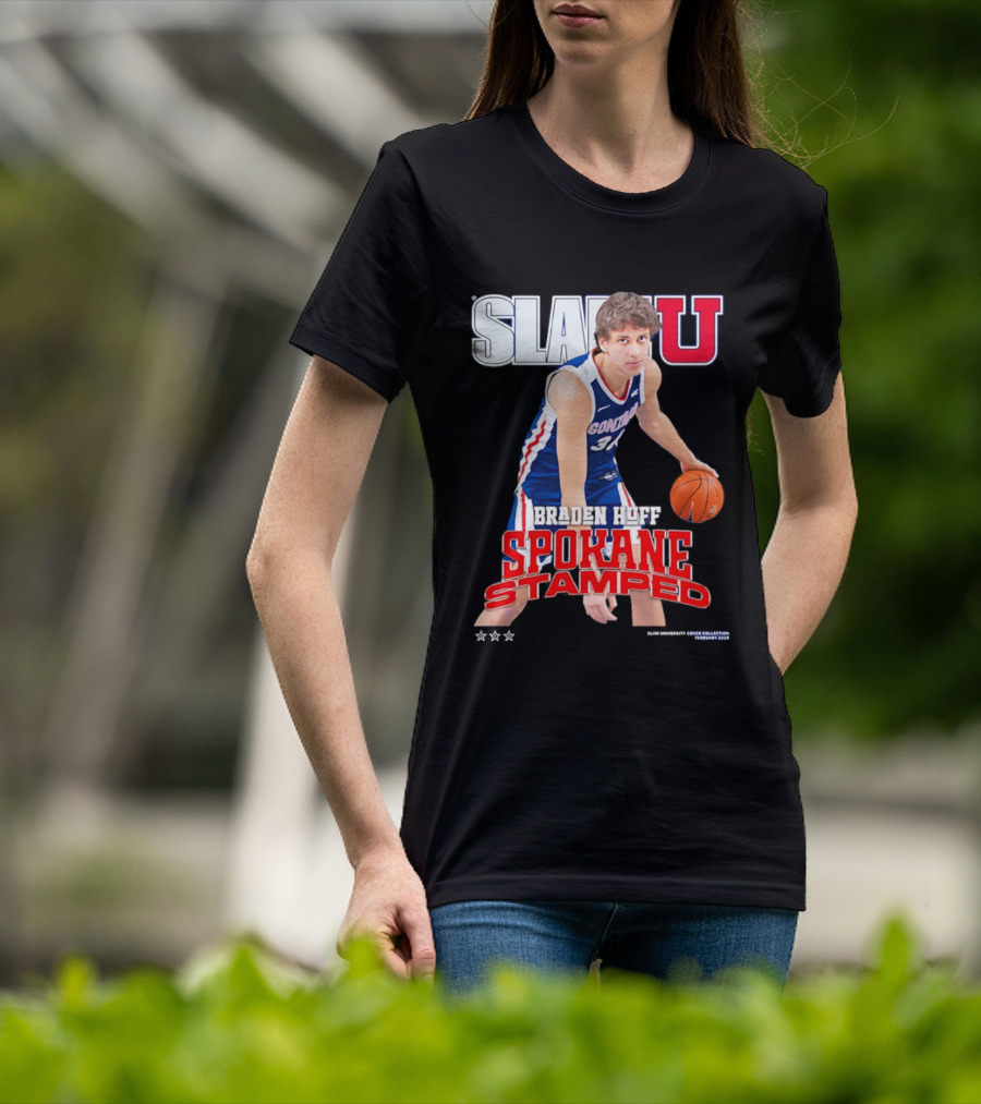 Braden Huff Gonzaga Bulldogs SlamU Spokane Stamped Basketball T-Shirt