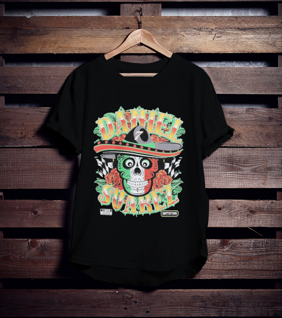 Daniel Suarez Sombrero Skull #7 Spire Motorsports NASCAR Cup Series T-Shirt