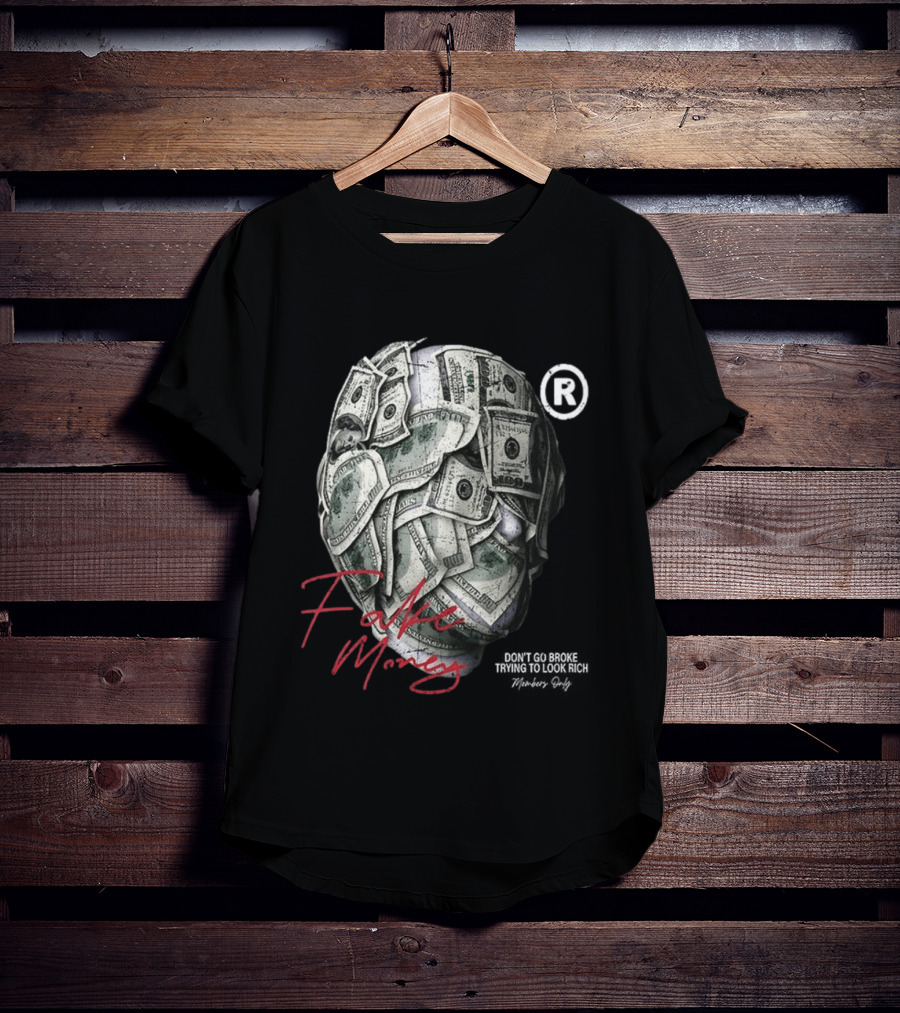Fake Money Masked Head Members Only Rich Trademark T-Shirt