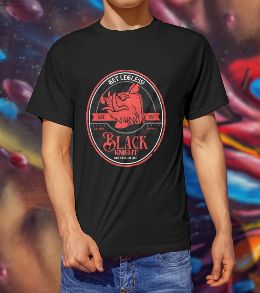 Get Legless Black Knight Old English Ale Est 932AD Wild Boar T-Shirt