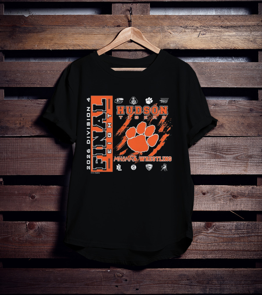 Hudson Tigers 2026 Division 4 Final Eight MHSAA Wrestling T-Shirt