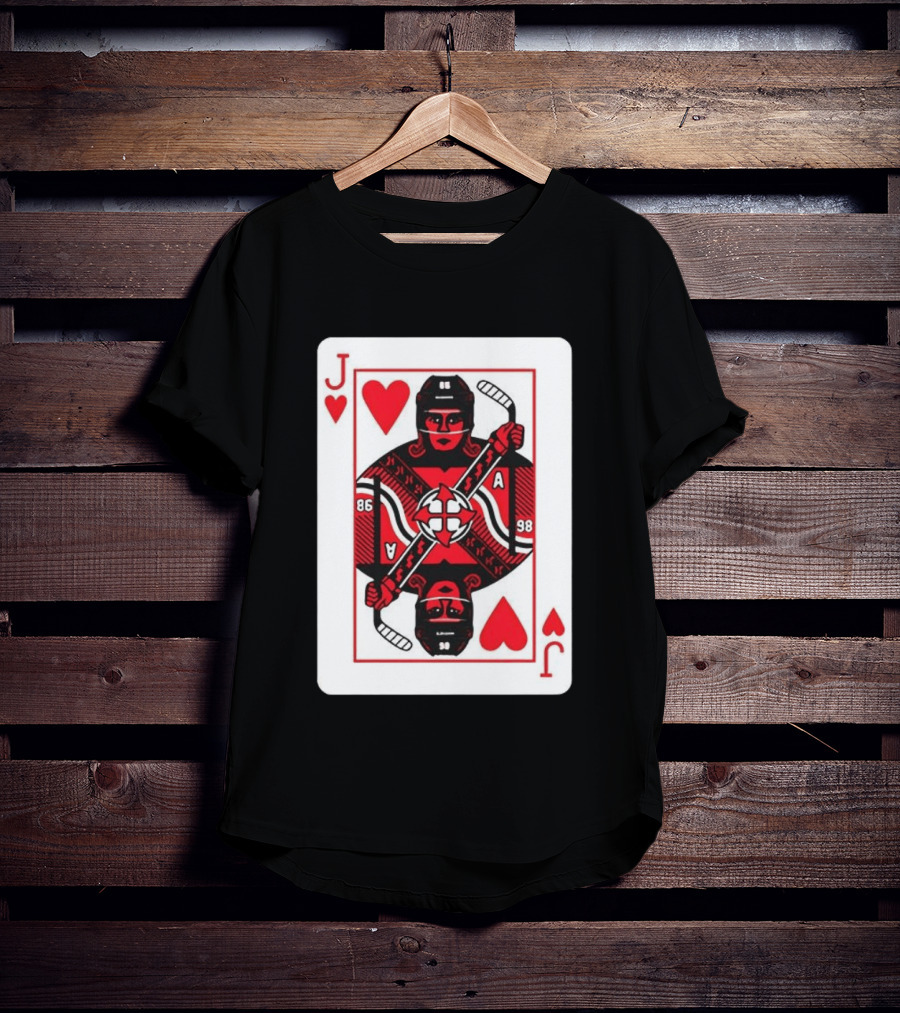 Jack Hughes Playing Card Hockey Jersey 86 Jack Of Hearts Ace T-Shirt