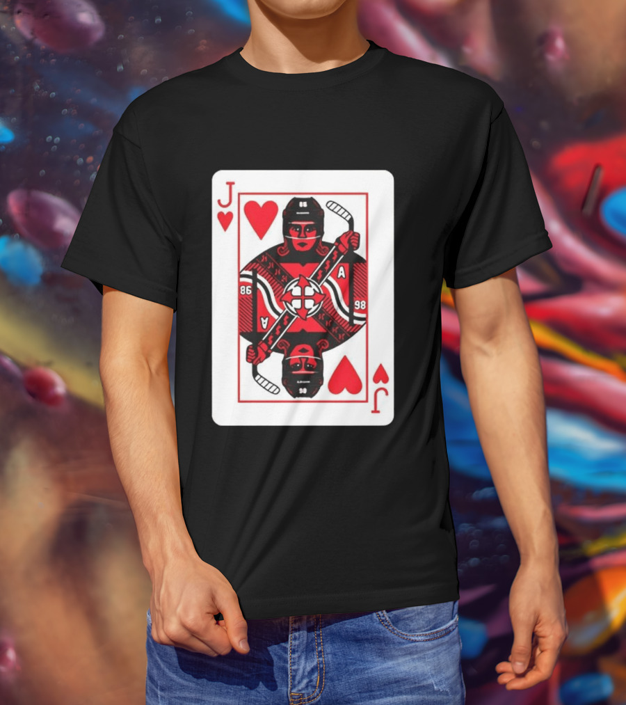 Jack Hughes Playing Card Hockey Jersey 86 Jack Of Hearts Ace T-Shirt
