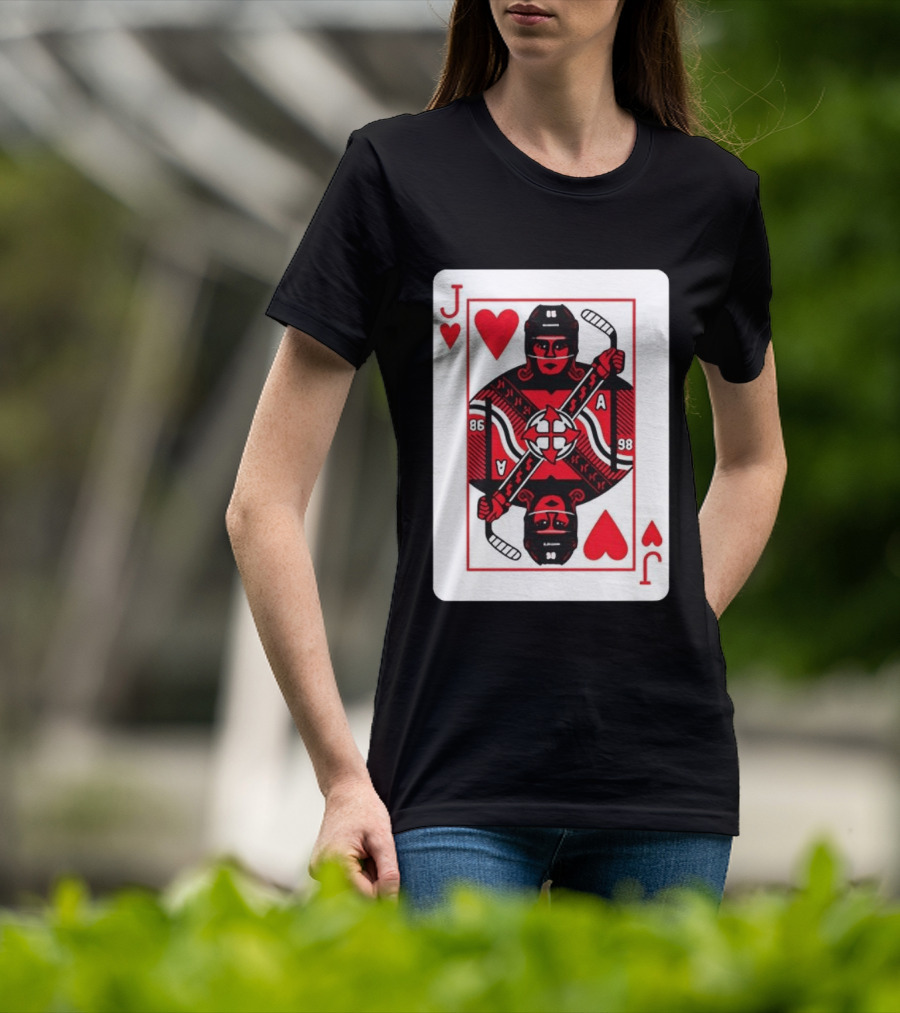 Jack Hughes Playing Card Hockey Jersey 86 Jack Of Hearts Ace T-Shirt