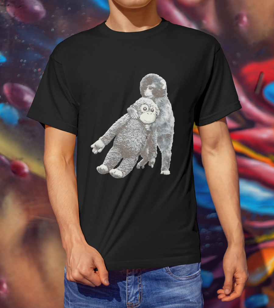 Punch Kun Monkey Plush Toy Hugging Scene T-Shirt