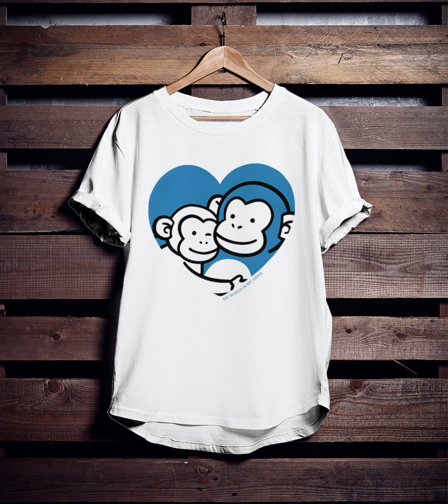 My World In My Arms Heart With Punchi Monkeys T-Shirt