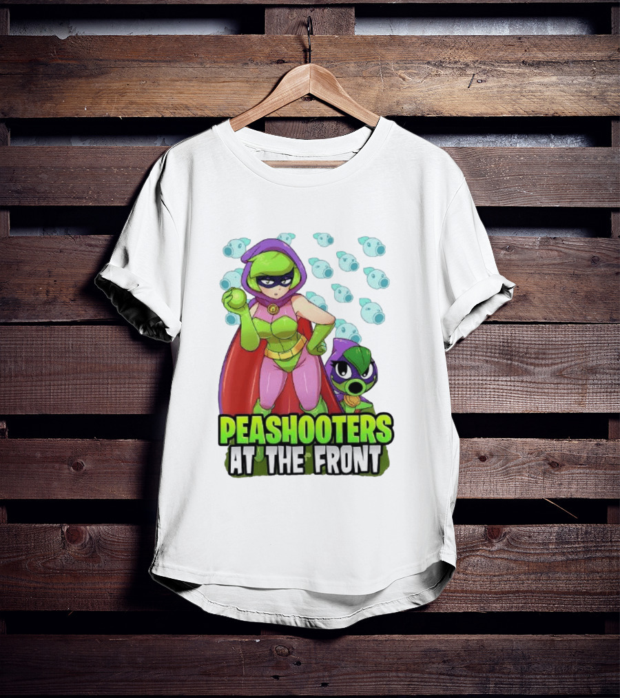 Peashooters At The Front Superhero Style Action Adventure T-Shirt