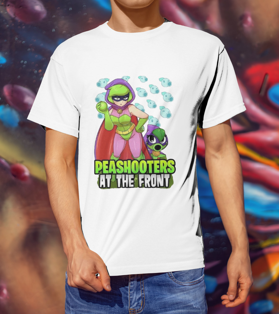 Peashooters At The Front Superhero Style Action Adventure T-Shirt