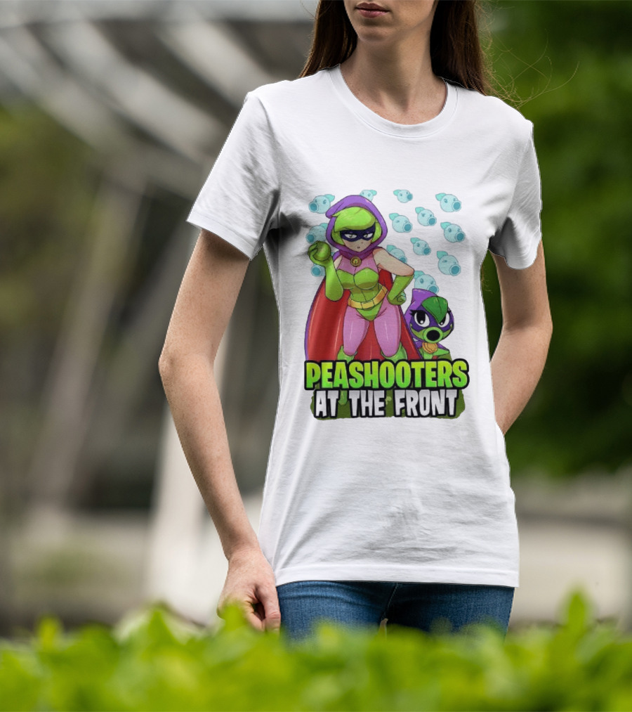 Peashooters At The Front Superhero Style Action Adventure T-Shirt