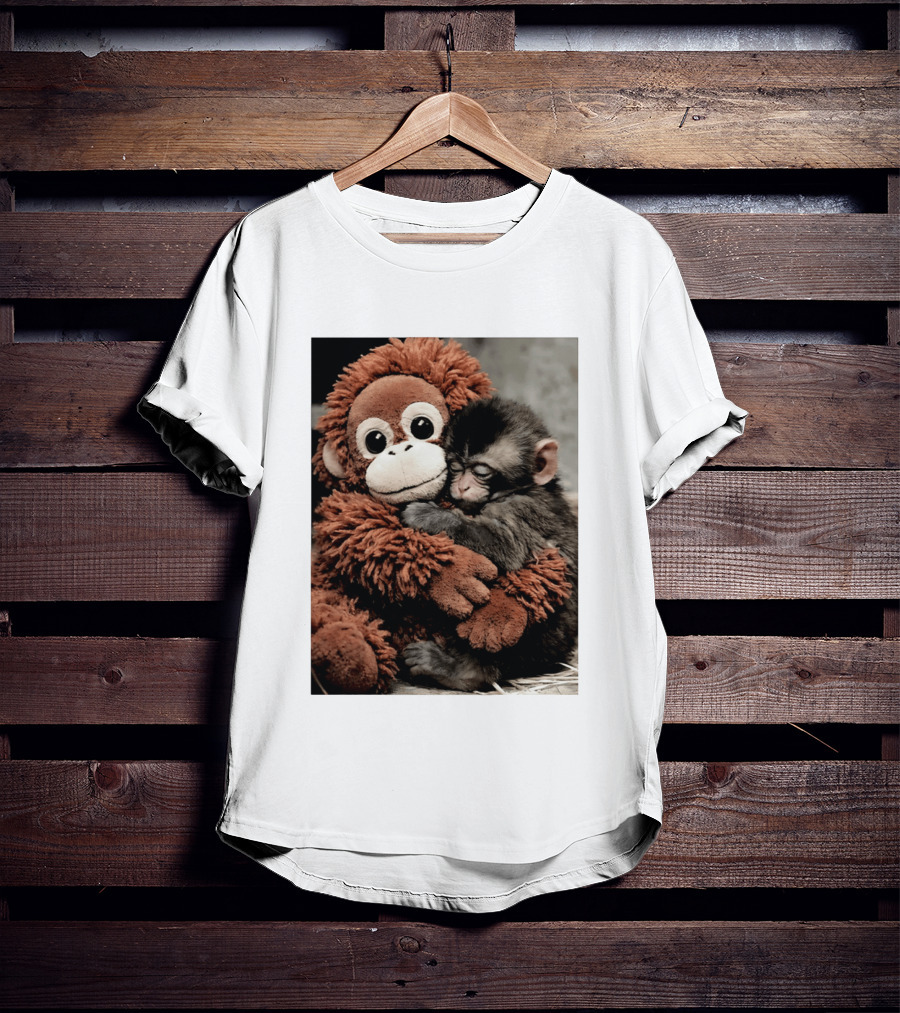 Punch Kun Cuddly Punch Monkey Hugging Plush Toy T-Shirt