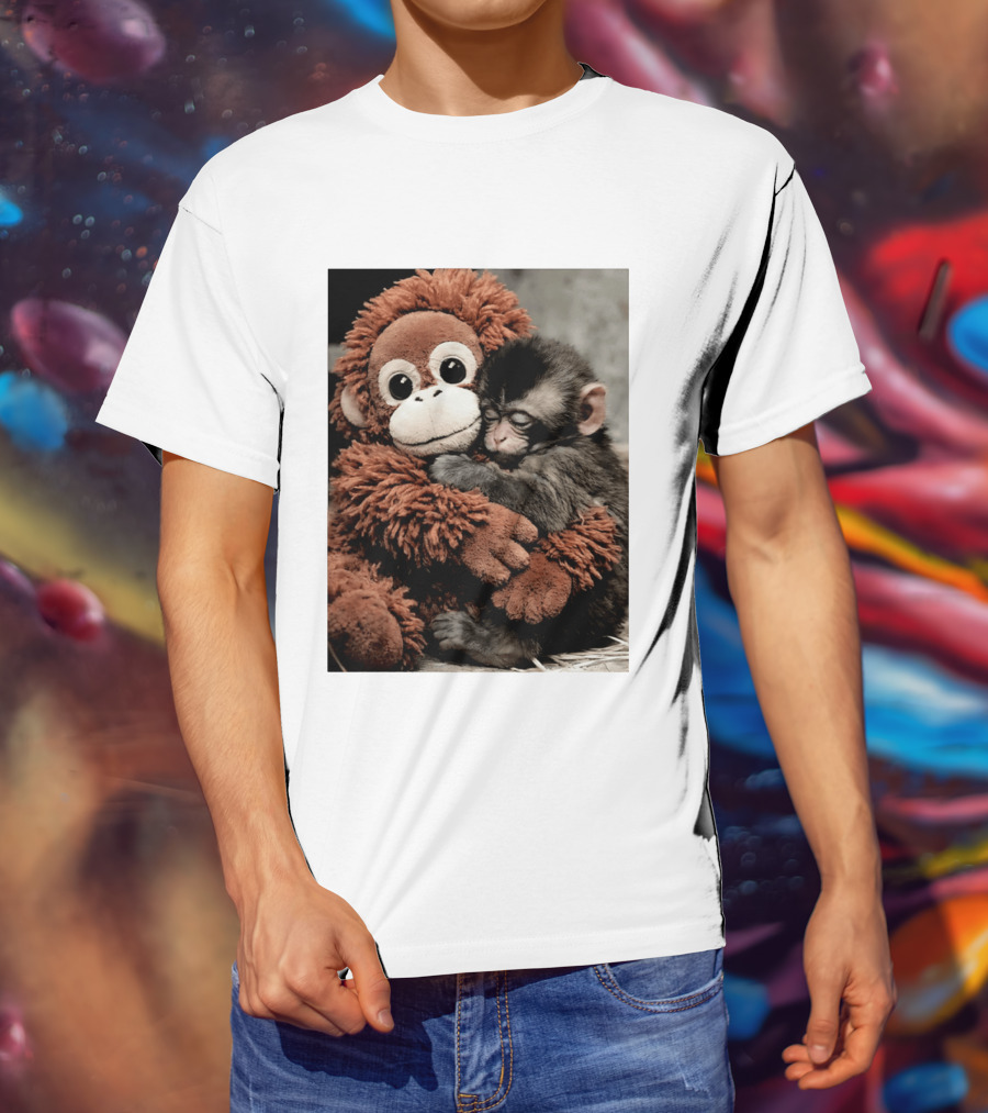 Punch Kun Cuddly Punch Monkey Hugging Plush Toy T-Shirt