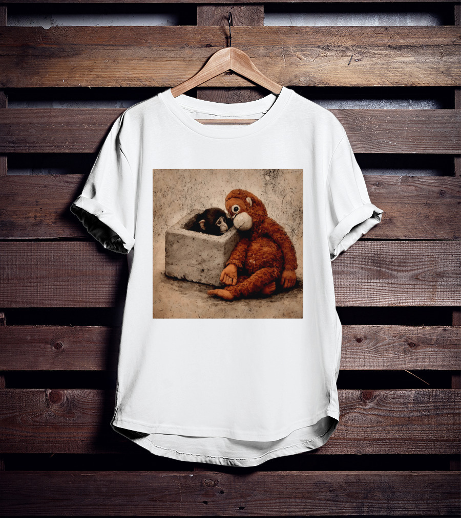 Punch Kun Punch The Monkey Cuddling Plush Toy Block Scene T-Shirt