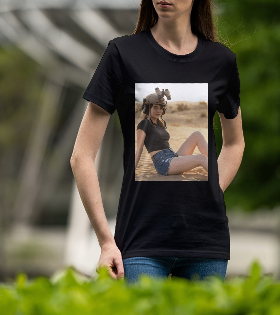Emma Stone Desert Night Vision Helmet Adventure T-Shirt