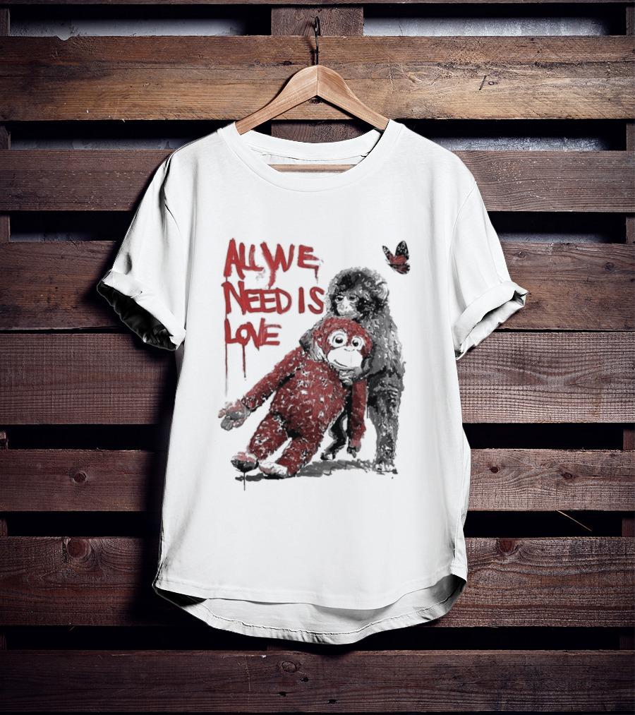 All We Need Is Love Baby Monkey Punch Ikea Doll Japan Zoo T-Shirt