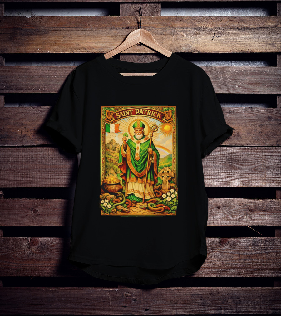 Saint Patrick Ireland Shamrock Cross Snakes Harp Flag T-Shirt
