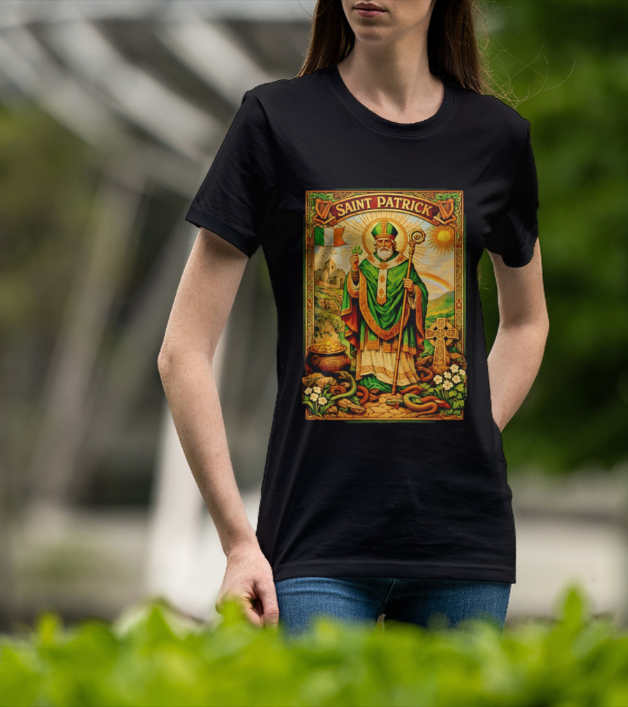 Saint Patrick Ireland Shamrock Cross Snakes Harp Flag T-Shirt