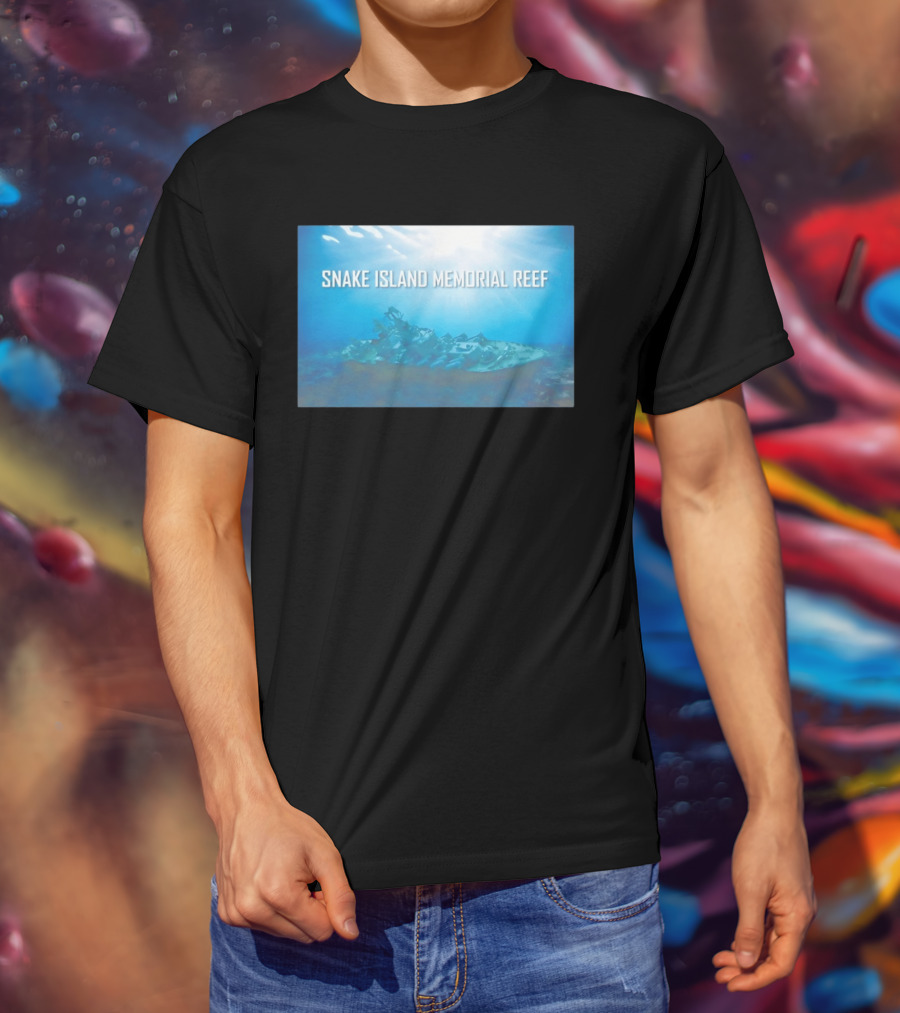 Snake Island Memorial Reef Submerged Ship Ocean Scene T-Shirt