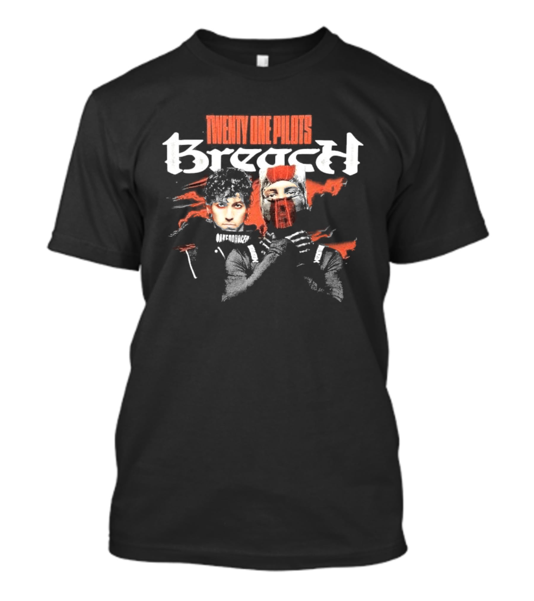 Twenty One Pilots Breach Duo Masked Faces Red Accents T-Shirt