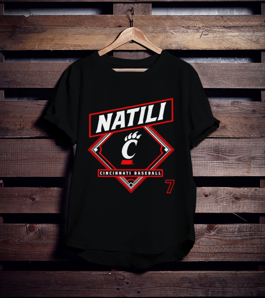 Natili Cincinnati Baseball Bearcats 2026 Number 7 T-Shirt