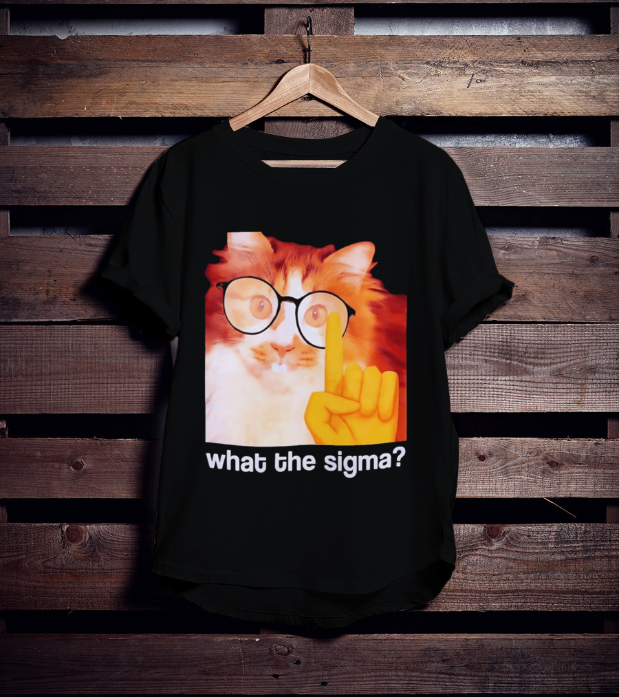 What The Sigma Cat Meme Glasses Pointing Finger Humor T-Shirt